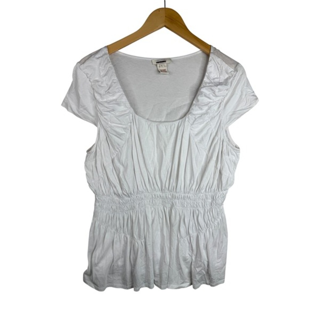Sundance Women's Cotton/Modal Blend Ruched Short Sleeve Blouse Size Large